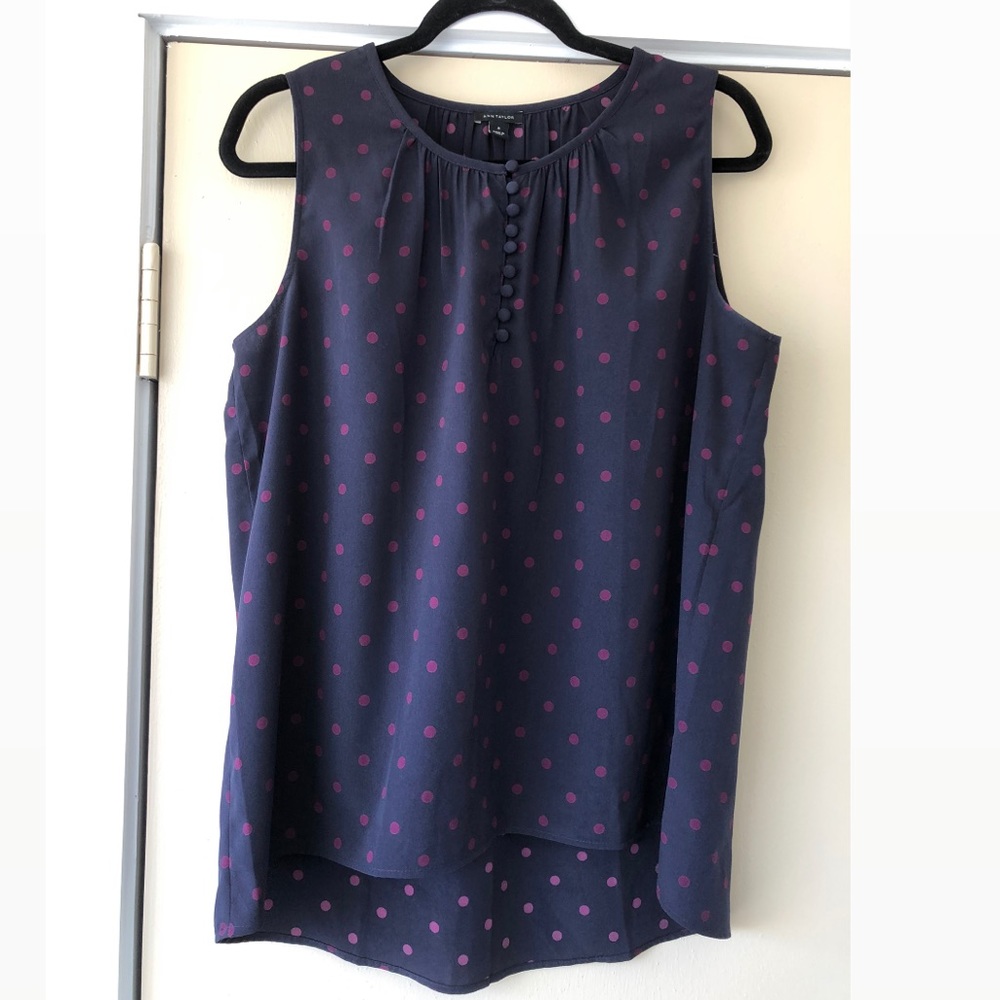 Ann Taylor Polka Dot Sleeveless Blouse